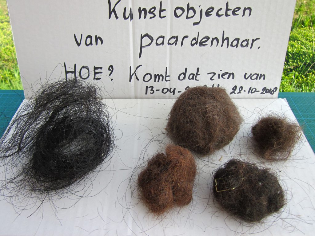 Kunstinstallatie Haren-in-de-wind, kunstobjecten paardenhaar, LF2018, kunstenaar Wietske Lycklama à Nijeholt, Monique Jansma