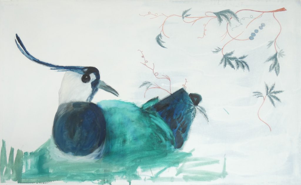Kievit, lapwing, vogel, bird, kunstschilderij dieren, hedendaagse schilderkunst, kunstenaar Wietske Lycklama à Nijeholt