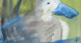 Smerige eend, olieverfschilderij, kunstschilderij dieren, kunst kopen friesland, hedendaagse schilderkunst, kunst kopen, kunstverzamelaarsechtpaar, galeriehouders, kunstenaar Wietske Lycklama à Nijeholt