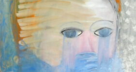Try to say, (zelf)portret, portret schilderij, figuratieve kunst, groot canvas schilderij, hedendaagse schilderkunst, kunstkopen, galeriehouders, kunstverzamelaars, kunstenaar Wietske Lycklama à Nijeholt