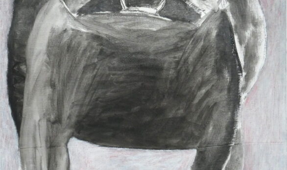 Zwarte hond, kunstschilderij dieren, schilderij dieren, figuratieve kunst, kunst voor aan de muur, kunst kopen online, moderne kunst kopen, Wietske Lycklama à Nijeholt