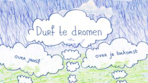 Animatiefilm Durf te dromen, creatief project jongeren, tekenen zelfportret toekomst.